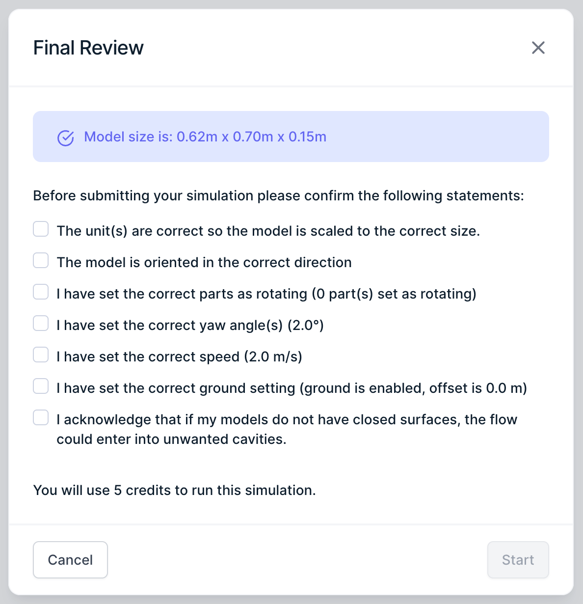 Check if your model setup is correct before submitting a simulation