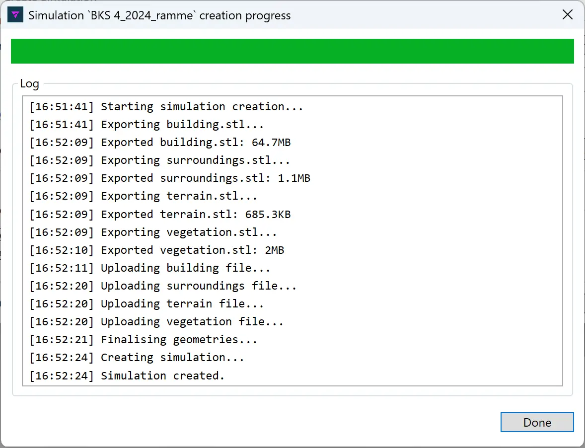 Create simulation - form filled