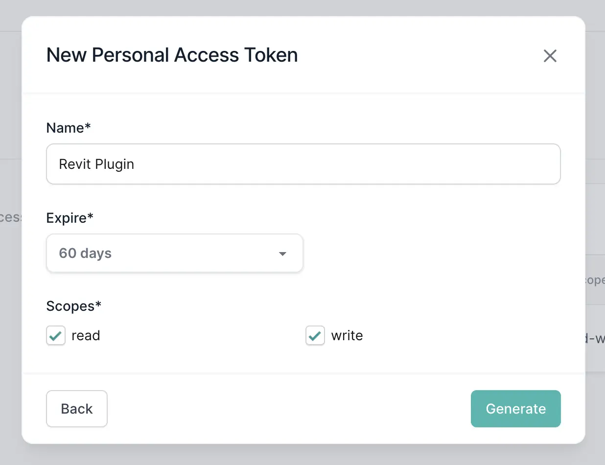 Create token from the web application